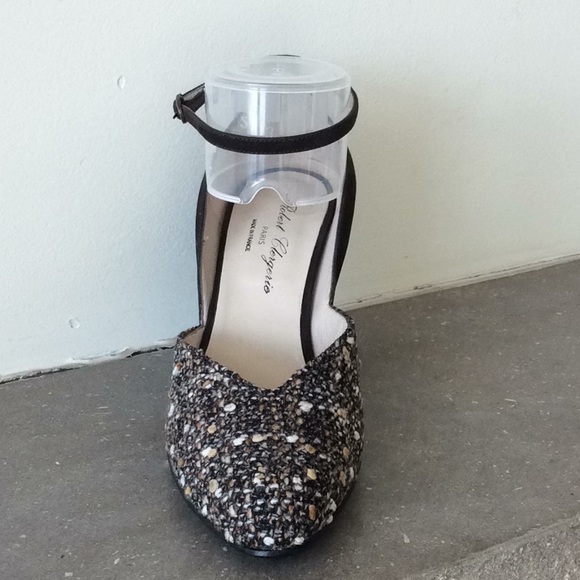 ROBERT CLERGERIE PARIS Brown Suede & Tweed Pump Heels